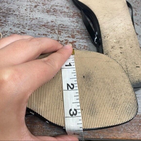 Vintage Y2k 2000s black white polka dot sandals 7.5 square toe - Picture 6 of 9